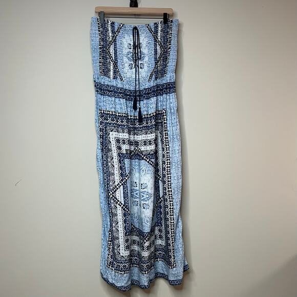 NWT Marina Blu Strapless Maxi Sundress Size XL Smocking - Picture 1 of 9